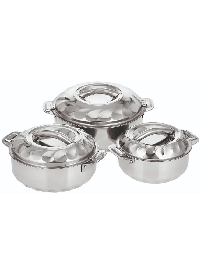 Noon East 3-Piece Insulated Stainless Double Wall Hot Pot Set - Elegant Casseroles/Serving Bowls/Hot Food Containers, Keeps Meals Hot & Fresh for Hours (1L, 1.5L, 2.5L) - Image 1