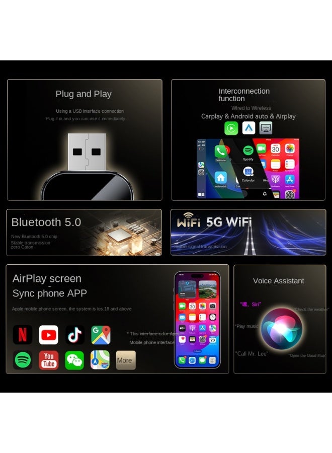 Three-in-one Wireless Carplay Android Autoairplay Car-machine Interconnection Smart Carplay Box - Image 2