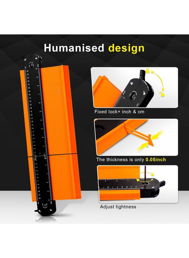 Connectable Contour Gauge 10+5 Inch with Lock, Profile Tool Scribe, Super Duplicator, Tile Flooring Woodworking, Shape Outline Edge Angle Measuring - Image 5