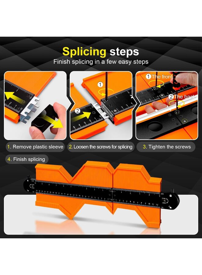 Connectable Contour Gauge 10+5 Inch with Lock, Profile Tool Scribe, Super Duplicator, Tile Flooring Woodworking, Shape Outline Edge Angle Measuring - Image 4