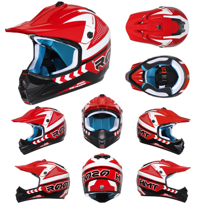 ROOZO Youth Kids Dirt Bike Helmet DOT Certified - Full Face Motorcycle Helmet for Off-Road, ATV, Street Riding, Includes Adjustable Goggles & Protective Gloves - Image 3