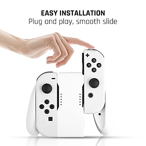 FANPL Charging Controller for Nintendo Switch & Switch OLED Joy-Cons, Game Accessories with Charge Indicator, Handle Grip with 1 m/3.3 Ft USB Type-C Data Cable, 6 Thumb Grip Caps (White) - Image 2
