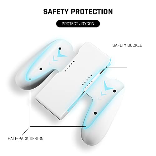 FANPL Charging Controller for Nintendo Switch & Switch OLED Joy-Cons, Game Accessories with Charge Indicator, Handle Grip with 1 m/3.3 Ft USB Type-C Data Cable, 6 Thumb Grip Caps (White) - Image 5