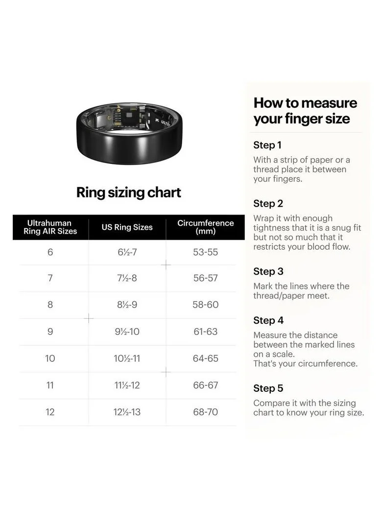 ULTRAHUMAN Ring AIR - Advanced sleep-tracking wearable, HRV & Temperature Monitoring,Track workout, movement & recovery, Water resistant, 6 Days Battery Life with Lifetime Free Subscription (Size 13) - Air Silver