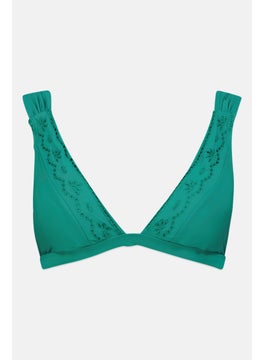 RIVER ISLAND Women Embroidered Lightly Padded Bra, Green  - Image 1
