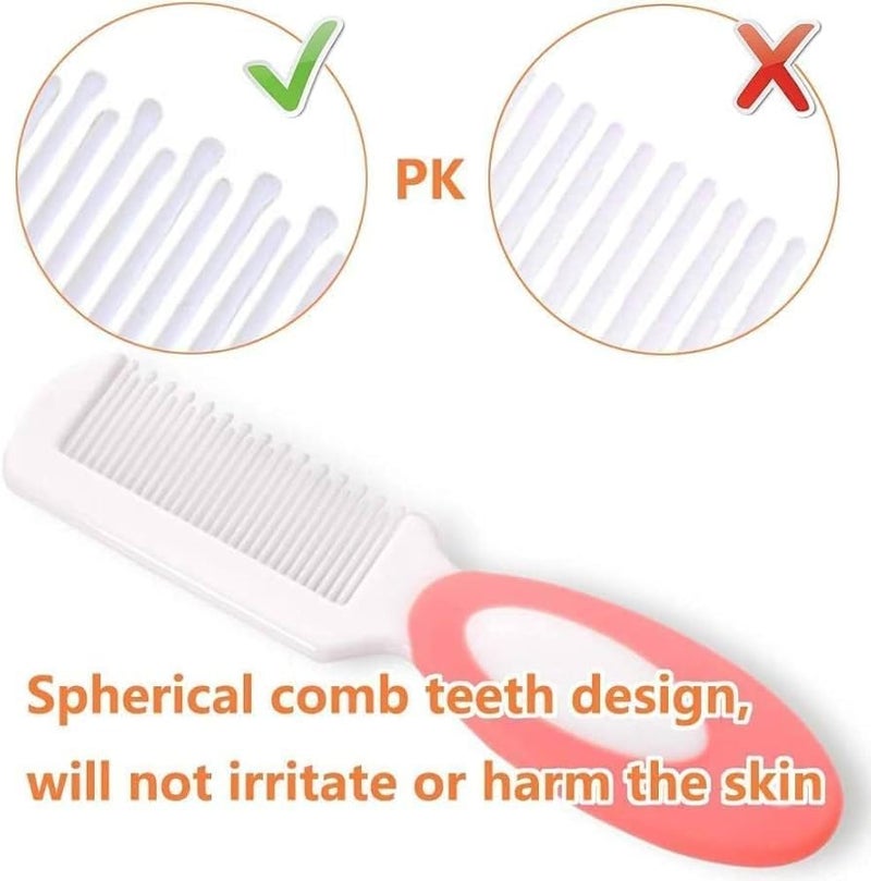 KIDS BASIC Baby Hair Comb & Brush Set | Soft Natural Bristles Brush Spherical Teeth Comb Design for Better Protection| Soft Bristle Brush and Comb Hair Care Set (Pink) - Image 4