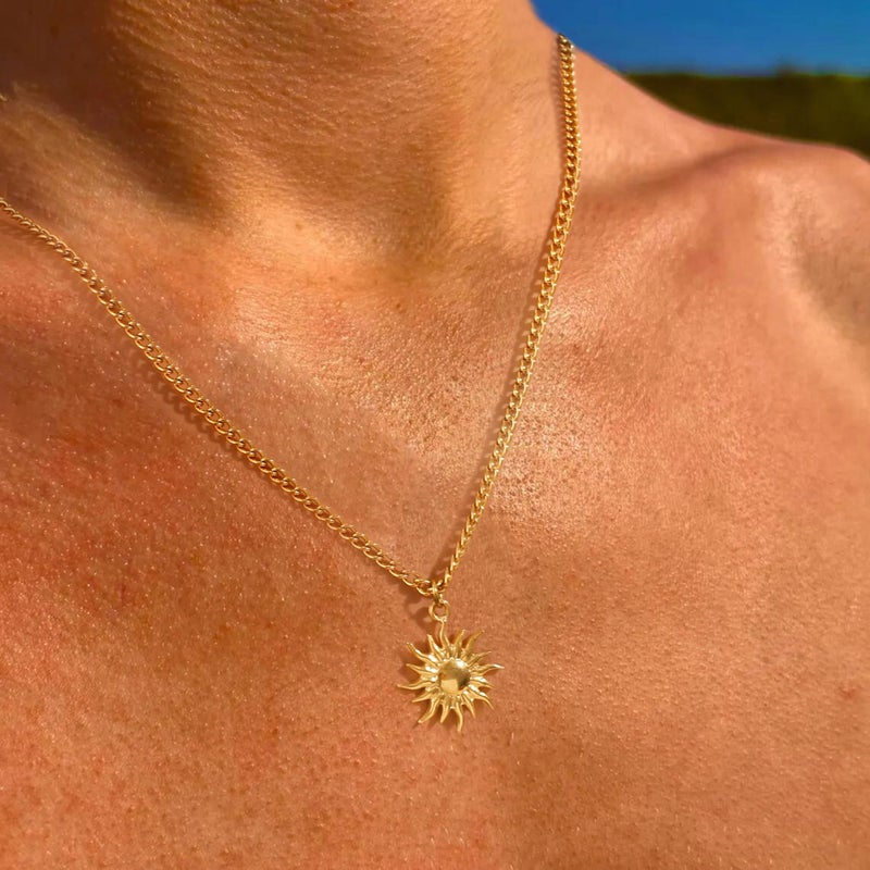 GINAZL Necklace for Men, Gold Plated Stainless Steel Sun Necklace Chain Mens Necklaces (SG) - Image 4