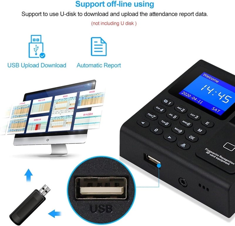 Attendance Machine Fingerprint Attendance Machine Intelligent Biometric Fingerprint Time Attendance Machine Time Clock Recorder Device Employee - Image 4