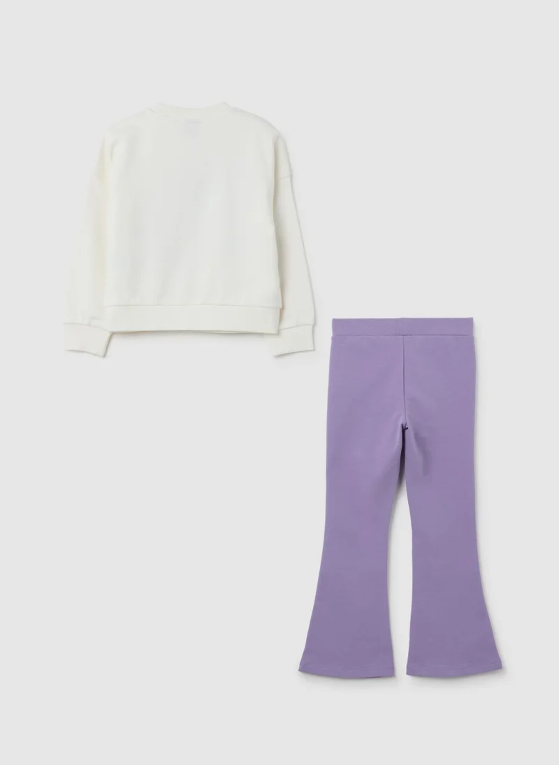 Ovs WHITE AND PURPLE COTTON GIRL'S SET