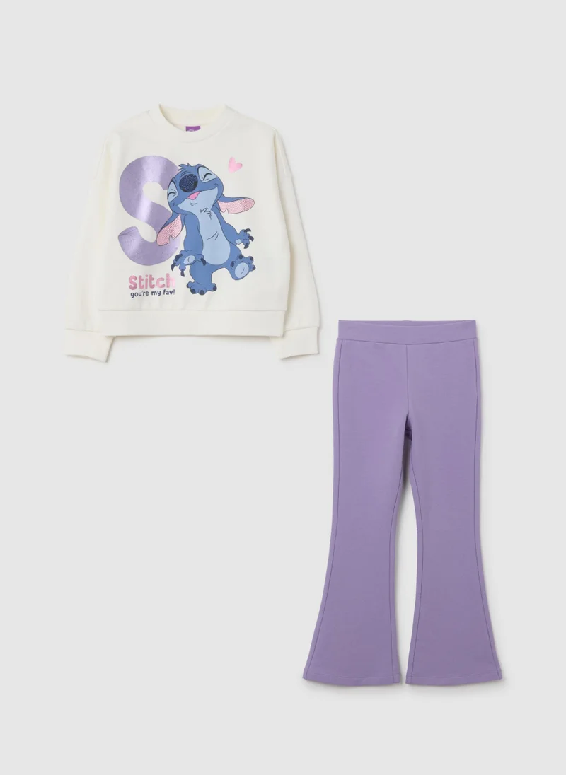 Ovs WHITE AND PURPLE COTTON GIRL'S SET