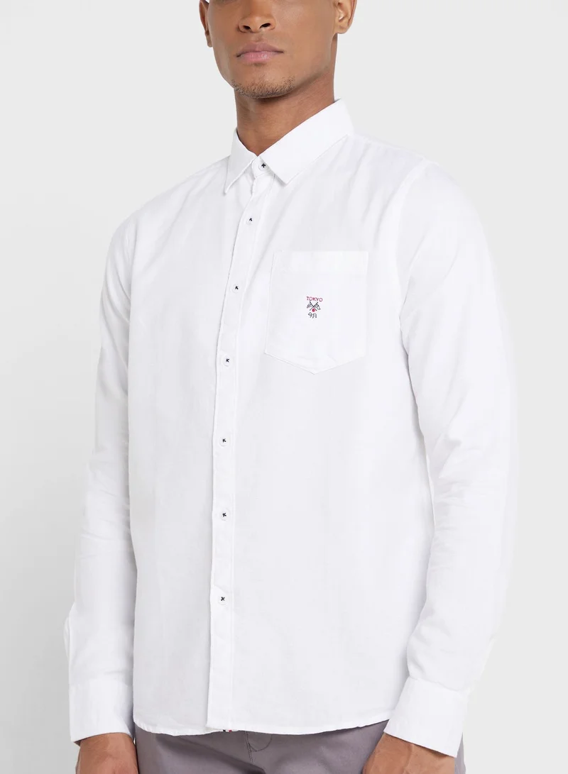 Thomas Scott Thomas Scott Men White Relaxed Cotton Casual Sustainable Shirt