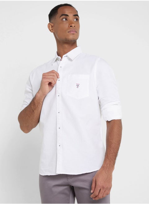 Thomas Scott Men White Relaxed Cotton Casual Sustainable Shirt