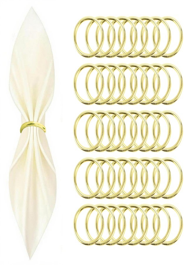 CYRYLC 40 Pcs Gold Napkin Rings - Metal Napkin Ring(Round) Stainless Steel Napkin Rings for Table Settings Wedding Christmas Party Dinner Table - Image 1
