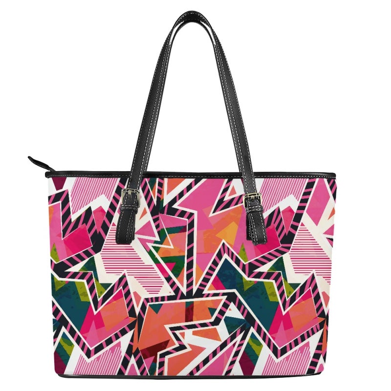 New Geometric Pattern Printing Rectangular Leather Bag Women'S Handbag Travel A Generation Of Hair - Image 3
