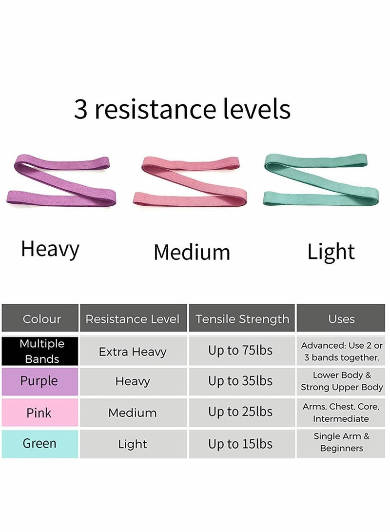 Y&D Resistance Bands Set Fabric Exercise for Women, Full Body Workout, Training, Heavy Duty Stretch Fitness Pull Up Assistance - Image 3