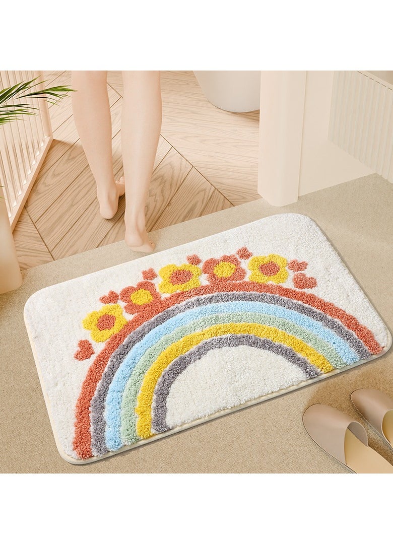 TYCOM Bathroom Rugs Bath Mat 40x60cm Non-Slip Fluffy Soft Plush Microfiber Shower Carpet Rug, Machine Washable Quick Dry Ultra  Bath Mats for Tub Bathroom and Shower Rainbow. 