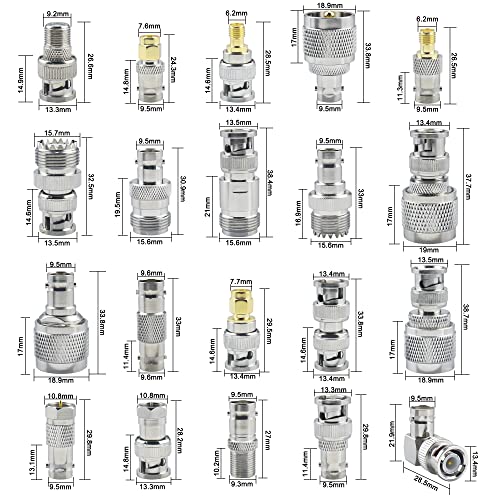 YOTENKO 20pcs BNC Connector Kits BNC to SMA/BNC to BNC/BNC to UHF/BNC to N/BNC to F RF Coax BNC Adapter Male to Female Cable Converter - Image 3