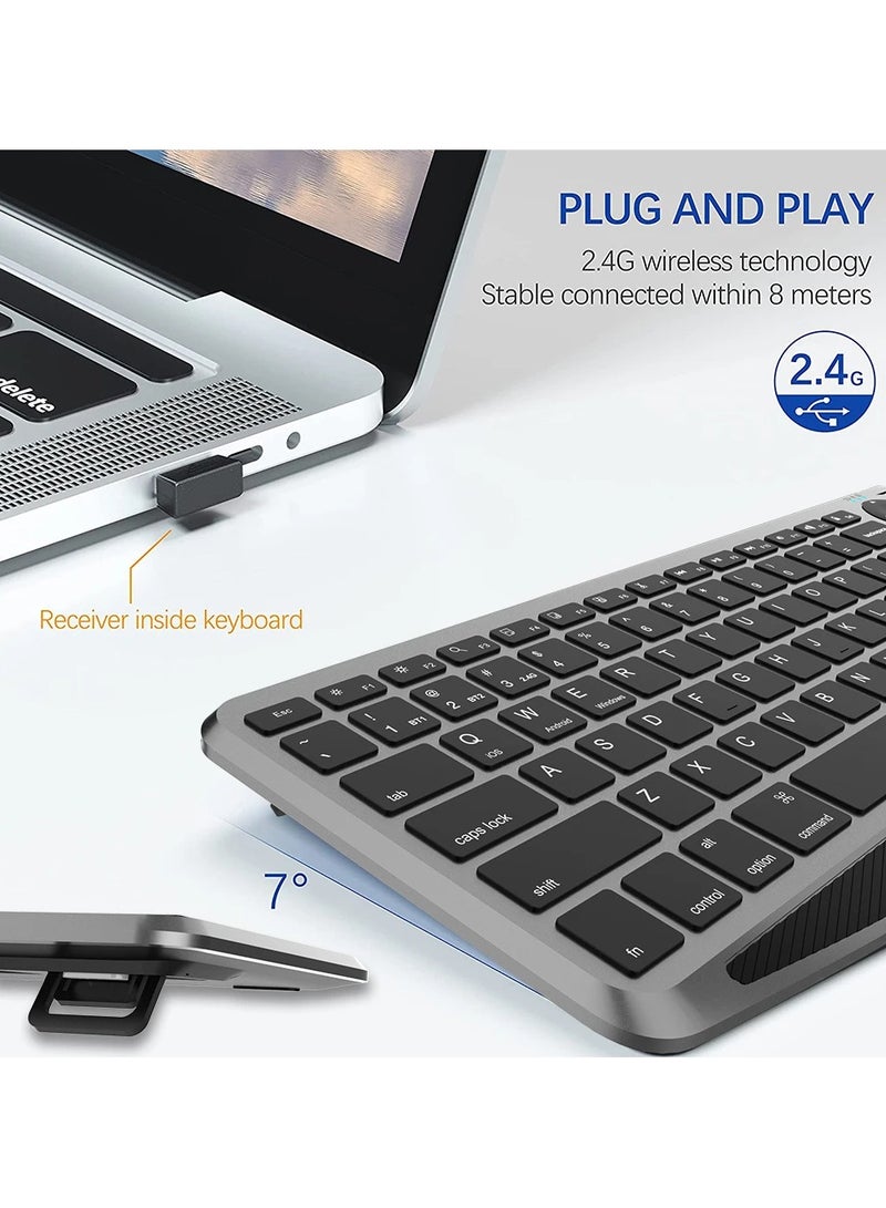 Wireless Keyboard Bluetooth 2.4G Touch TV With Easy Media Control And Built In Touchpad Mouse Solid Stainless
