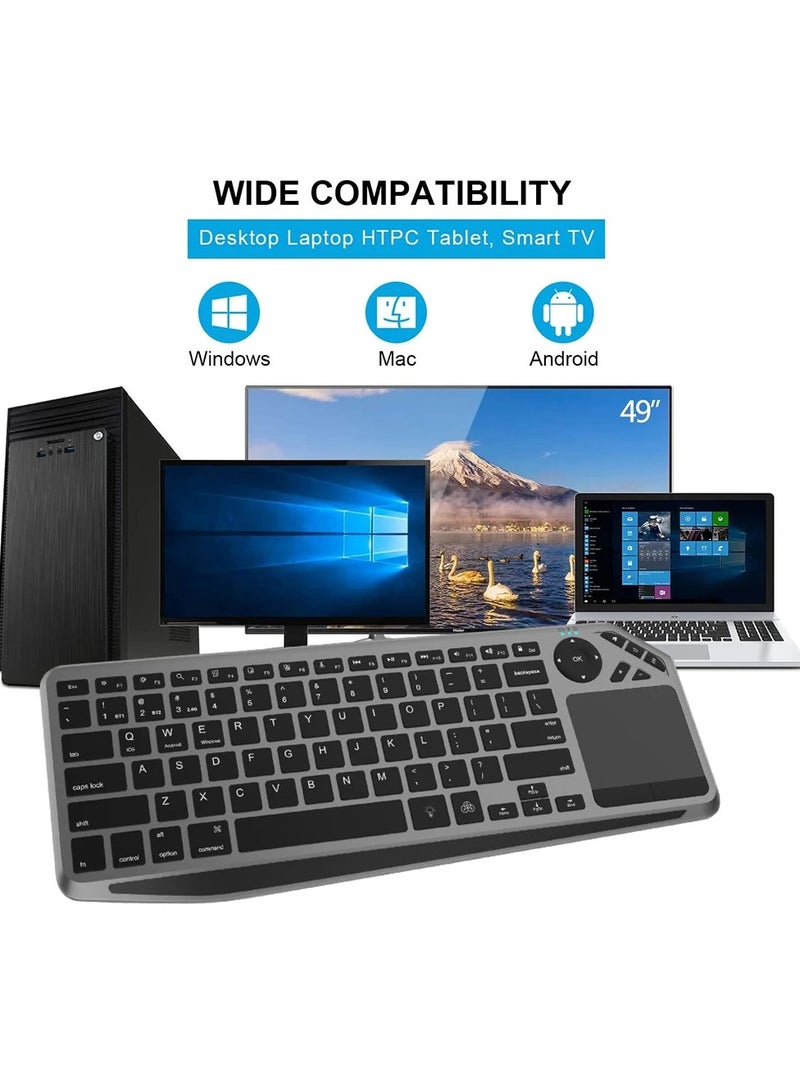 Wireless Keyboard Bluetooth 2.4G Touch TV With Easy Media Control And Built In Touchpad Mouse Solid Stainless