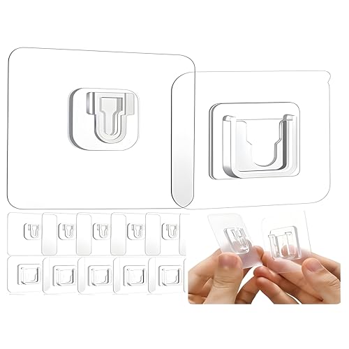JIALTO 20 Pcs Heavy Duty Waterproof Double-Sided Adhesive Hooks - Versatile Wall Hangers for Robes and Wall Hangings - Transparent - Image 1