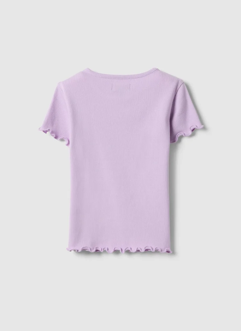 Ovs  OVS Girls' Regular Fit Purple Stretch Cotton T-Shirt for Kids | Best Price UAE