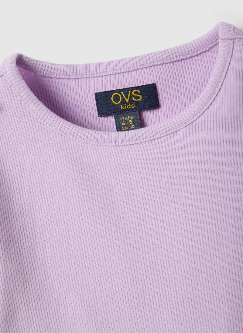 Ovs  OVS Girls' Regular Fit Purple Stretch Cotton T-Shirt for Kids | Best Price UAE