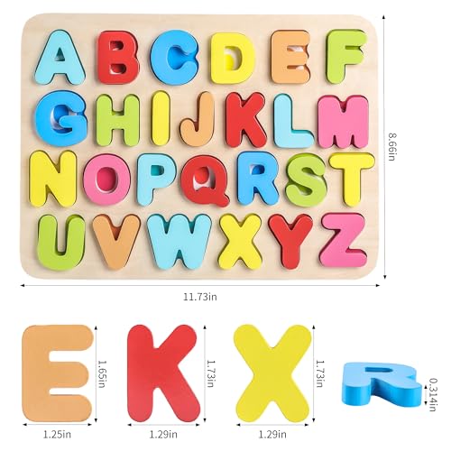 Aile Toddler Wooden Preschool Learning Alphabet Peg Puzzle Board Toys - Image 5