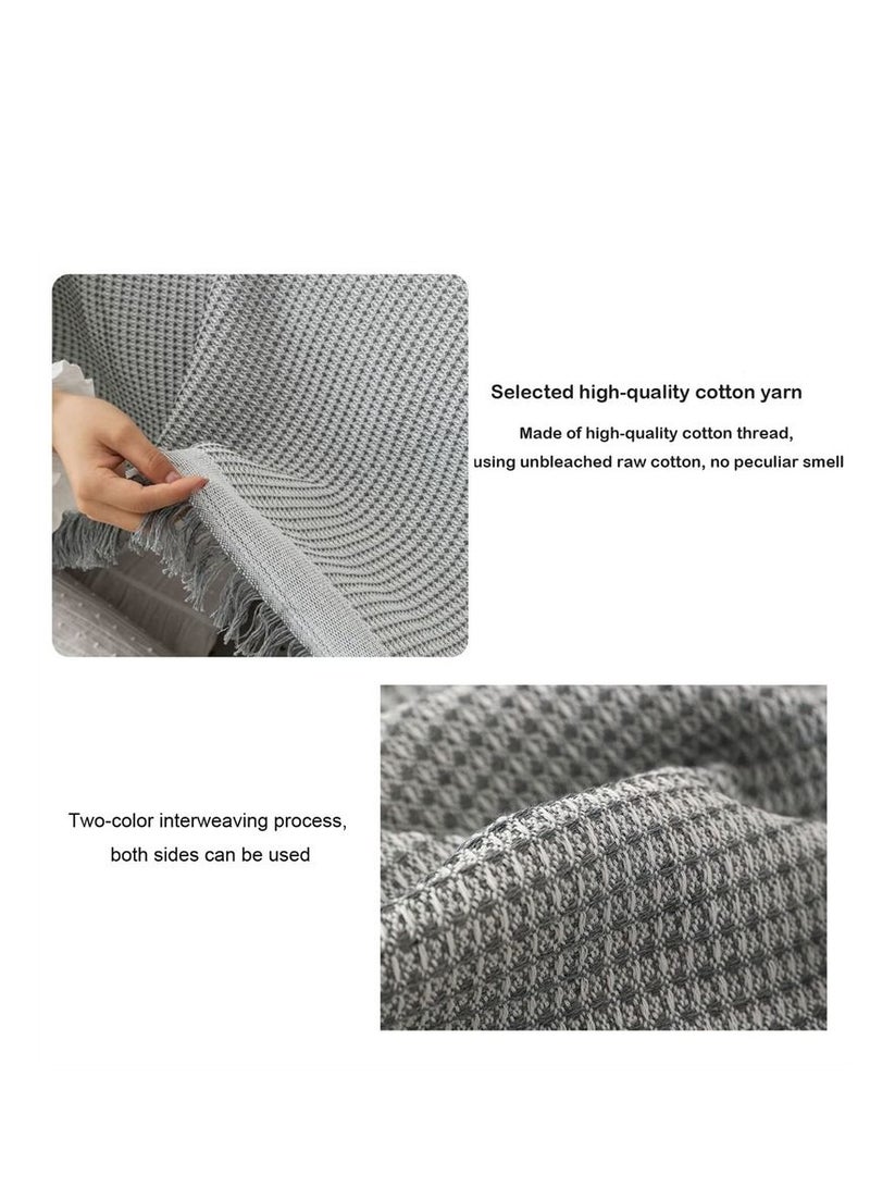 SYOSI Thickened Weave Sofa Cover, Couch Covers for 3 Cushion Couch, Sectional Couch Covers for Home or Workplace Weave Sofa Towel Cover Tablecloth Carpet Throw Blanket For Bed, Grey/White180x260cm - Image 3