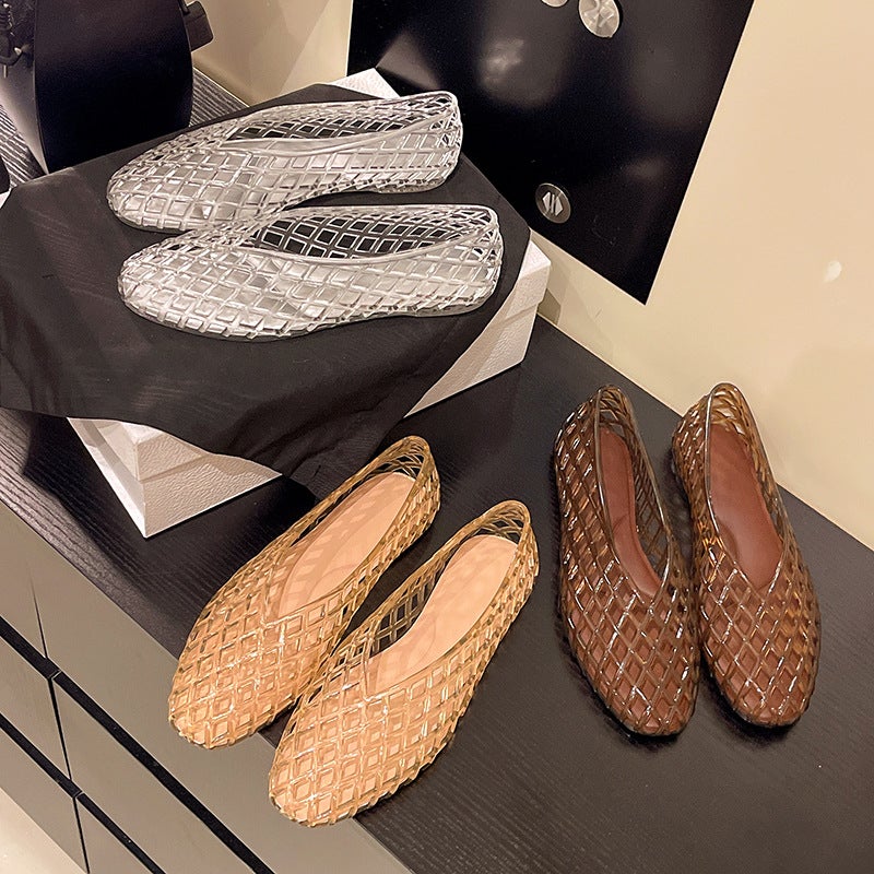 Women's PVC Flat Sandals Breathable Hollow - Image 2