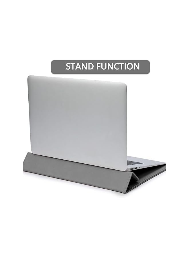 YARDHOBI 13-14 Inch Laptop Stand Sleeve Case, 13-14 Inch Computer Bag with 3 Adjustable Angle Laptop Stand, Faux Suede Leather for 13-14 Inch MacBook Air Pro Retina 13-14 Inch Surface Pro with Pouch (Gray) - Image 4