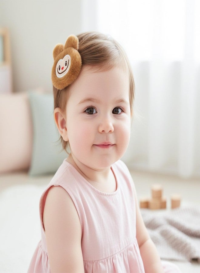 SYGA 5PCS Cute Bear Cartoon Hair Clips for Baby Girls | Soft Plush Hair Accessories for Toddlers & Kids | Safe Non-Slip Hair Clips(Brown) - Image 2