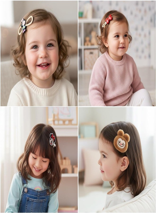 SYGA 5PCS Cute Bear Cartoon Hair Clips for Baby Girls | Soft Plush Hair Accessories for Toddlers & Kids | Safe Non-Slip Hair Clips(Brown) - Image 3