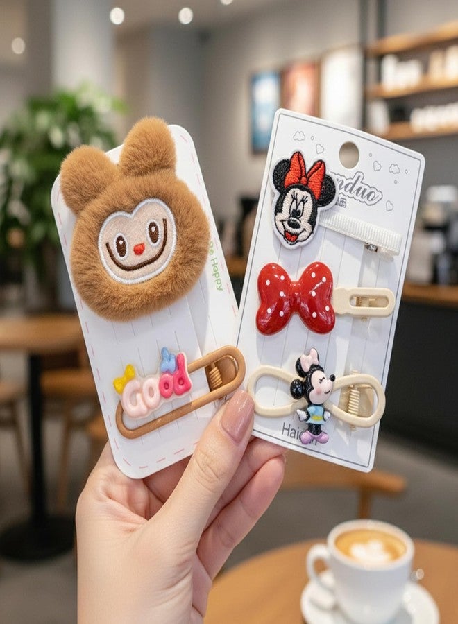 SYGA 5PCS Cute Bear Cartoon Hair Clips for Baby Girls | Soft Plush Hair Accessories for Toddlers & Kids | Safe Non-Slip Hair Clips(Brown) - Image 5