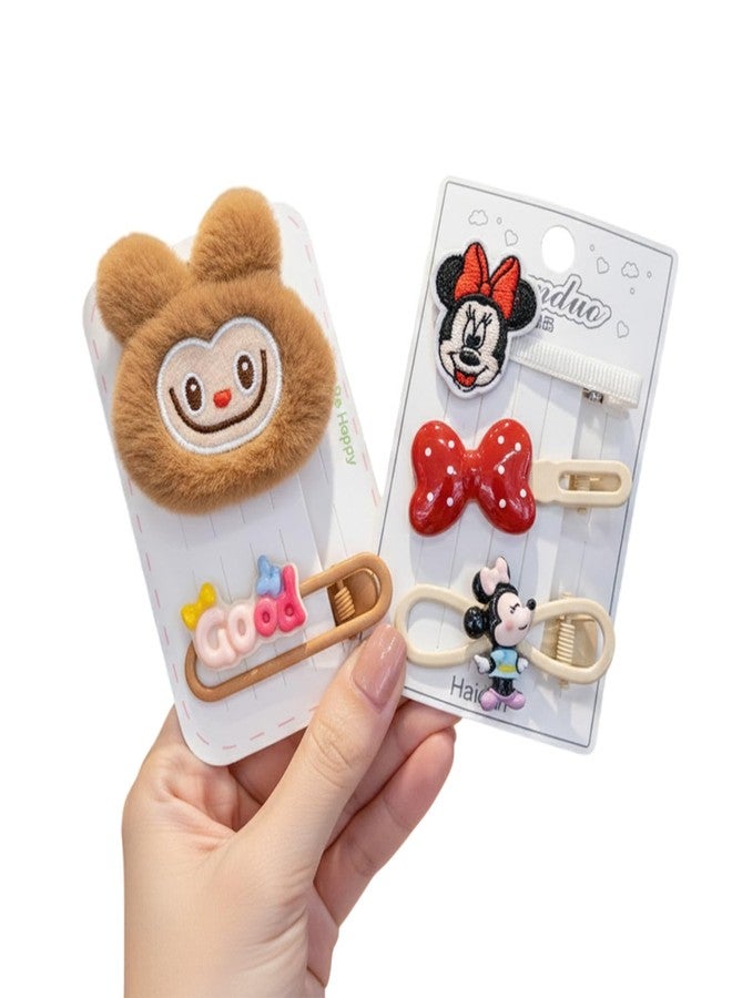 SYGA 5PCS Cute Bear Cartoon Hair Clips for Baby Girls | Soft Plush Hair Accessories for Toddlers & Kids | Safe Non-Slip Hair Clips(Brown) - Image 1