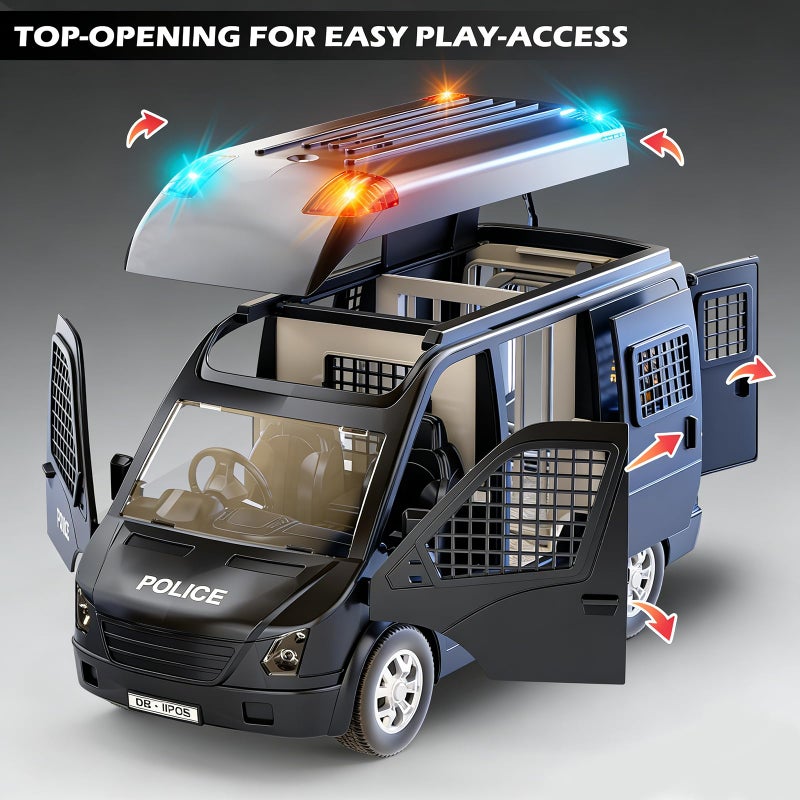 Doloowee Police Car Toy Truck for Kids 3-8, Large Toy Cars with Lights & Sounds, Emergency Vehicle Toddler Toys, Law Enforcement Role Playset, Play & Learn Toddler Toys Ages 3 4 5 6 7 8 9 10 11 12 - Image 2