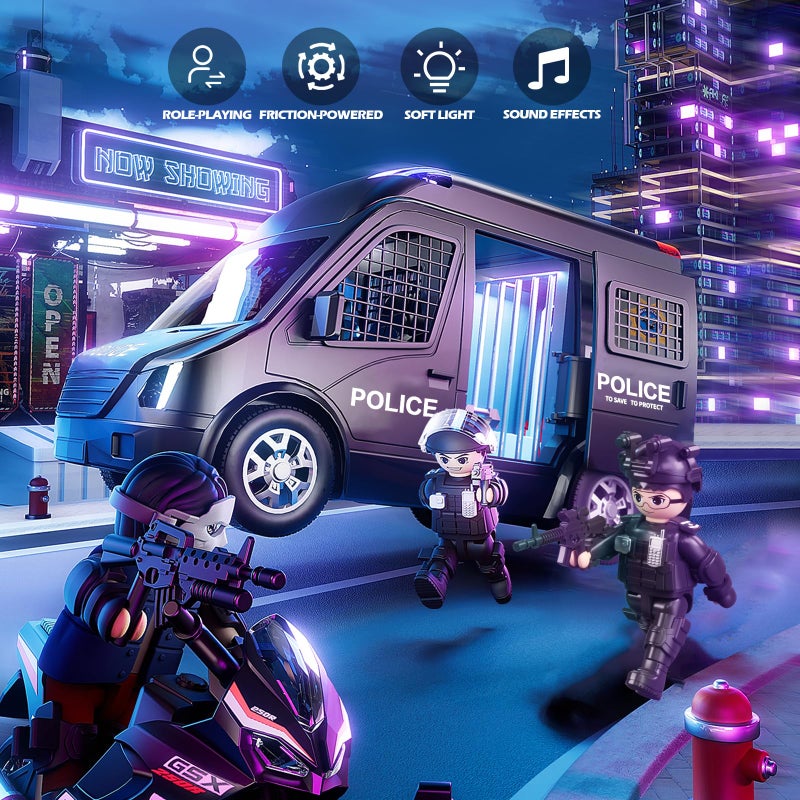 Doloowee Police Car Toy Truck for Kids 3-8, Large Toy Cars with Lights & Sounds, Emergency Vehicle Toddler Toys, Law Enforcement Role Playset, Play & Learn Toddler Toys Ages 3 4 5 6 7 8 9 10 11 12 - Image 5