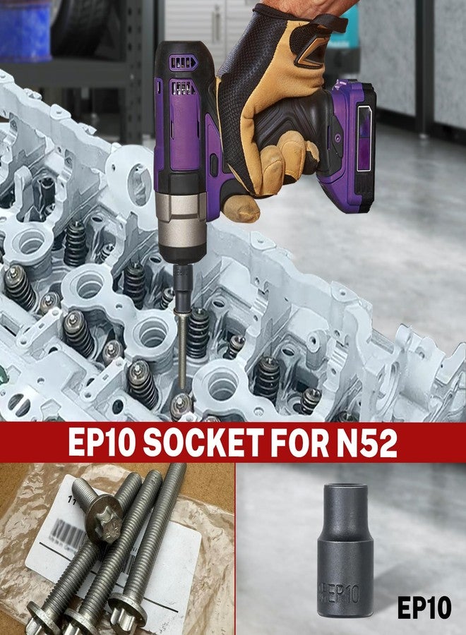 BILITOOLS مجموعة مفاتيح توركس بلس الخارجية من بيليتولز، مفتاح توركس سداسي الرؤوس EP4-EP8، EP10-EP12، EP14، EP16، EP18، EP20، EP22، EP24، EP26، EP28، EP30، EP32 مع مقاسات 1/2 بوصة، 3/8 بوصة، 1/4 بوصة، 19 قطعة مفتاح نجمي خارجي للسيارات - Image 3