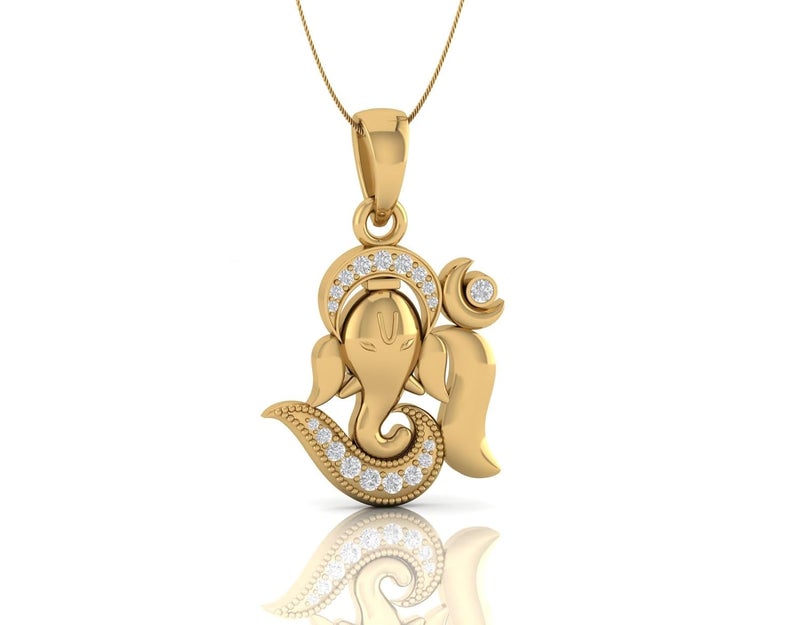 LMDPRAJAPATIS قلادة دينية من أوم غود مطلية بالذهب مع ألماس أمريكي للرجال والنساء - Image 2