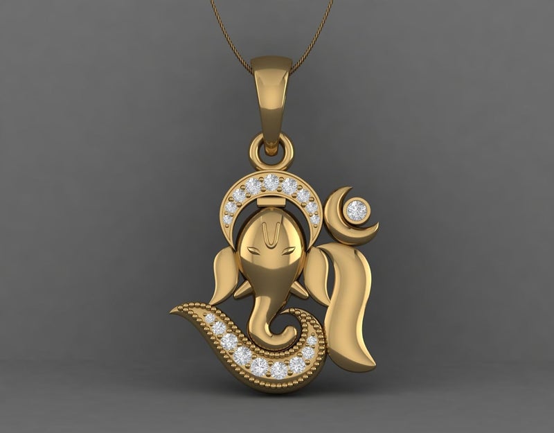 LMDPRAJAPATIS قلادة دينية من أوم غود مطلية بالذهب مع ألماس أمريكي للرجال والنساء - Image 4