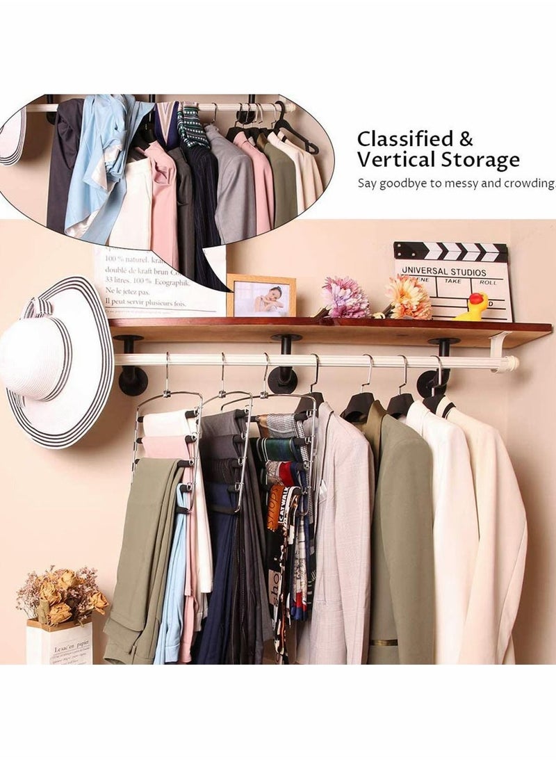 KASTWAVE - Pants Hangers 5 Layers Multi Trouser Hangers Space Saving Hangers Stainless Steel Non-Slip Foam Padded Swing Arm for Pants, Trousers, Jeans, Scarves, Skirt - Image 1