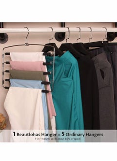 KASTWAVE Pants Hangers 5 Layers Multi Trouser Hangers Space Saving Hangers Stainless Steel Non-Slip Foam Padded Swing Arm for Pants, Trousers, Jeans, Scarves, Skirt  - Image 5