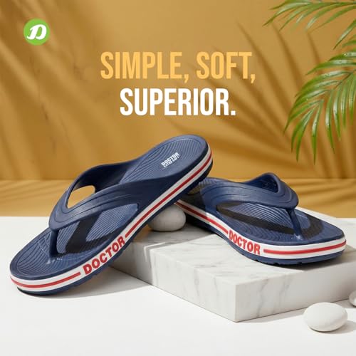 DOCTOR EXTRA SOFT Mens Classic & Premium Casual Flip Flops With Soft Acupressure For Adult | Comfortable & Lightweight| Stylish & Anti-Skid |Waterproof Everyday Cushion Slippers D-553, Navy Blue - Image 5
