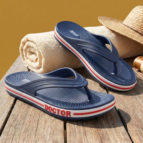 DOCTOR EXTRA SOFT Mens Classic & Premium Casual Flip Flops With Soft Acupressure For Adult | Comfortable & Lightweight| Stylish & Anti-Skid |Waterproof Everyday Cushion Slippers D-553, Navy Blue - Image 2
