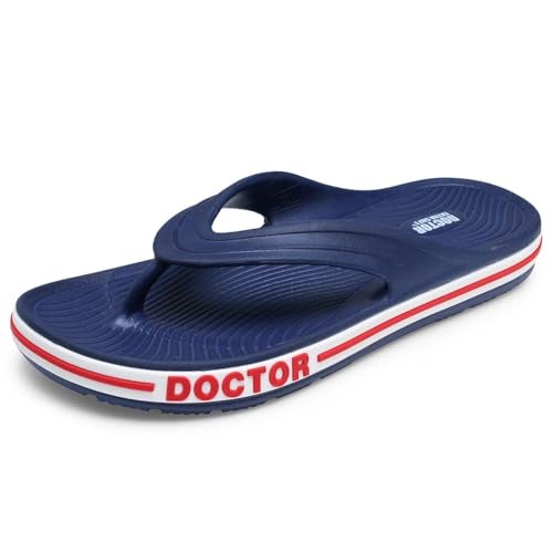 DOCTOR EXTRA SOFT Mens Classic & Premium Casual Flip Flops With Soft Acupressure For Adult | Comfortable & Lightweight| Stylish & Anti-Skid |Waterproof Everyday Cushion Slippers D-553, Navy Blue - Image 1