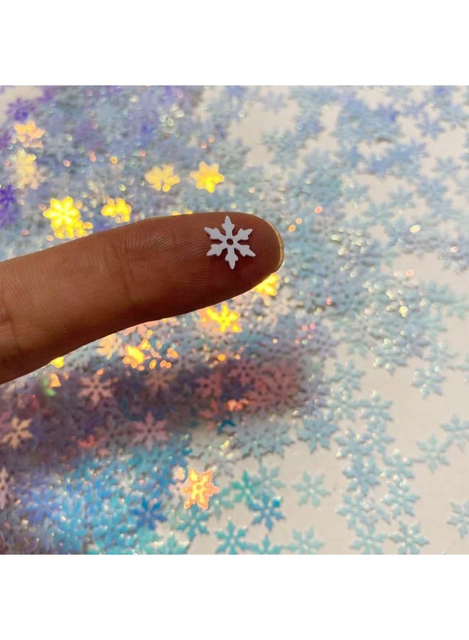 E-ASUM 2000 Pieces Snowflakes Party Glitter PVC Confetti for Christmas Table Confetti Glitter for Winter Snowfield Wonderland Xmas Party Supplies DIY Craft Projects Party Decorations - Image 2