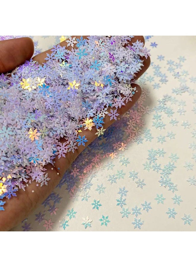 E-ASUM 2000 Pieces Snowflakes Party Glitter PVC Confetti for Christmas Table Confetti Glitter for Winter Snowfield Wonderland Xmas Party Supplies DIY Craft Projects Party Decorations - Image 1