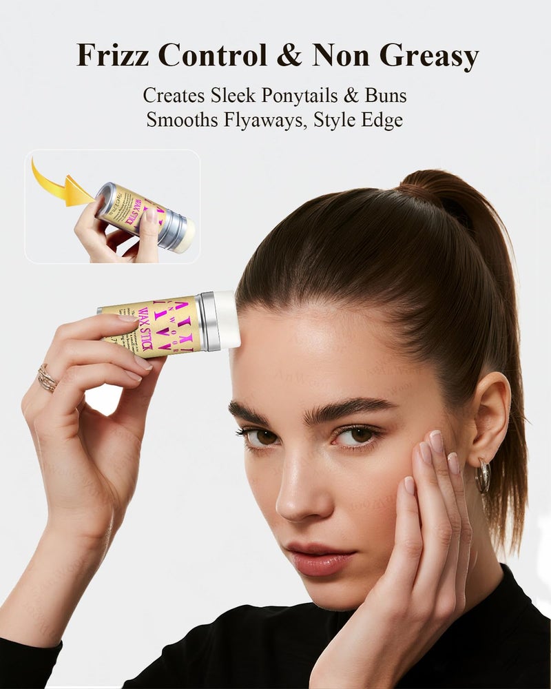 ANWOOR 5pcs Hair Styling Kit: Non-Greasy Hair Wax Stick, Flyaway Finishing Stick & 3pcs Slick Back Hair Brushes - Flyaways Control, Smooths Frizz & Defines Edges - Styling Accessories for Women, Kids & Men - Image 4