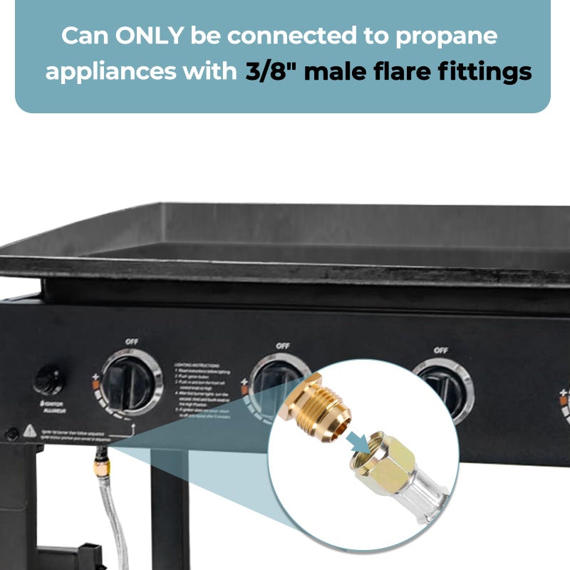 SHINESTAR 6 Feet Propane Regulator and Hose, Fit for Gas Grill, Blackstone 28"/36" Griddle, Propane Fit Pit and More, Low Pressure, 3/8" Female Flare - Image 3