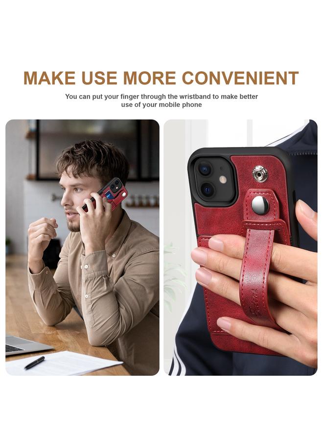 Suteni Case For iPhone 12 215 Wrist Strap PU Phone Case - Image 5