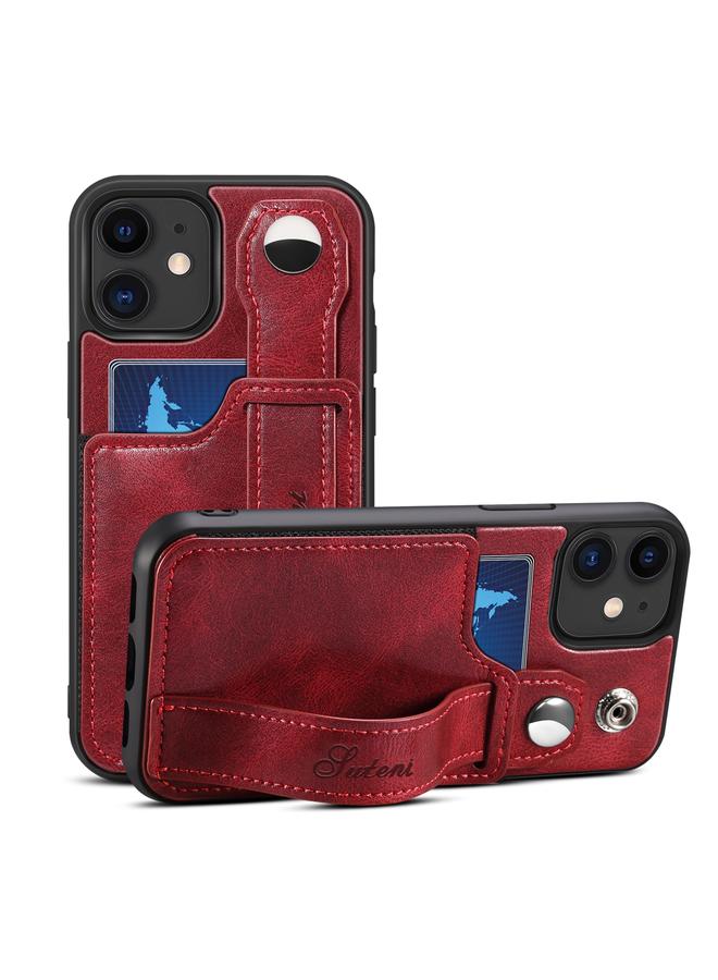 Suteni Case For iPhone 12 215 Wrist Strap PU Phone Case - Image 1